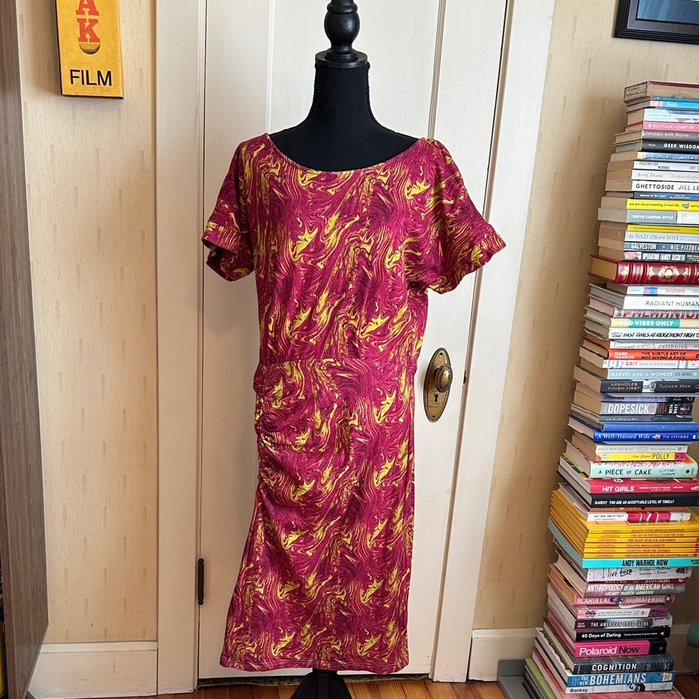 The Kit Lennon Midi Dress in Cerise Swirl